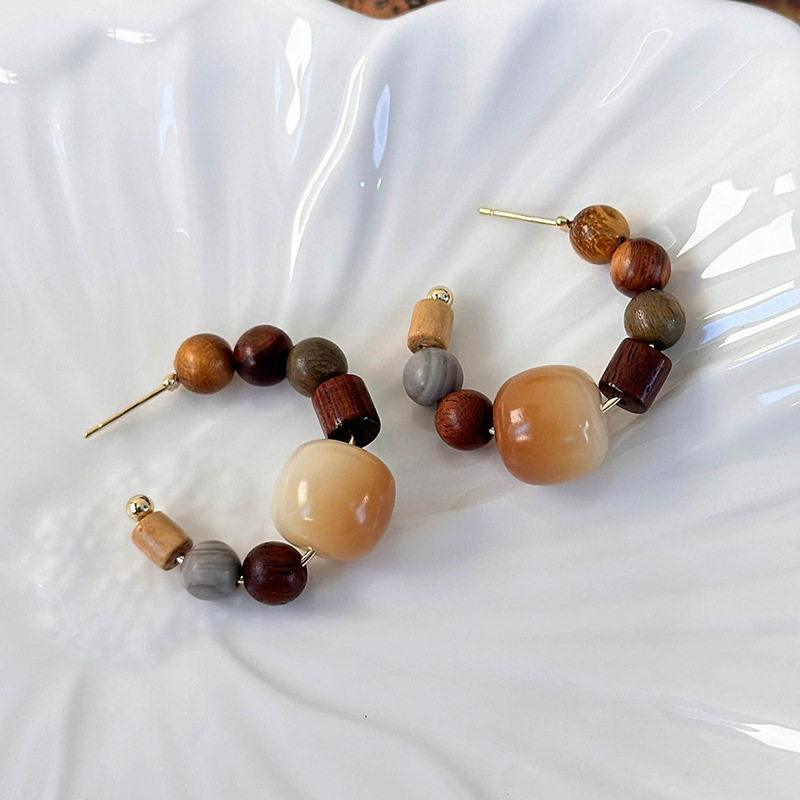 Orecchini a Cerchio in Legno Vintage