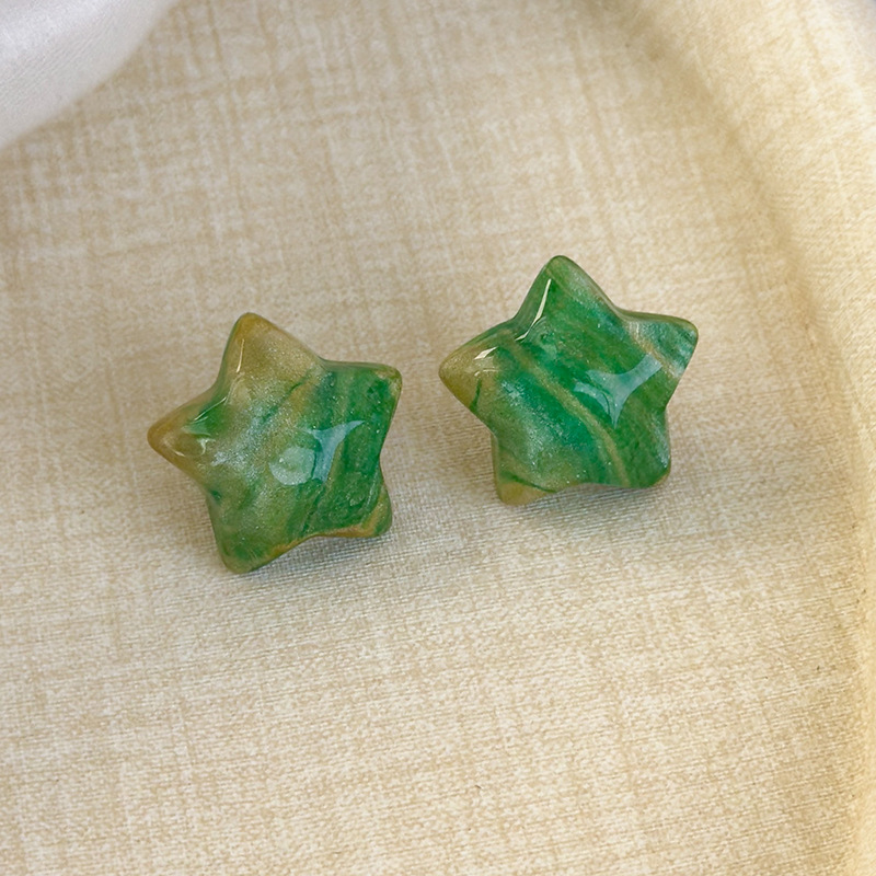 컬러풀 마블 글리터 웨이브 스타 스터드 귀걸이