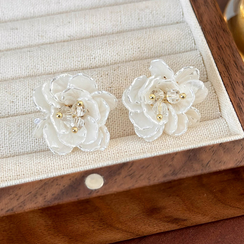 Orecchini con Pendenti a Petali Perlati Strass