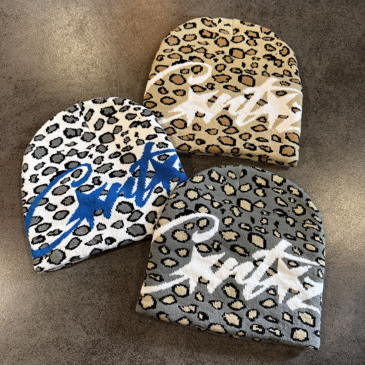 Gorro de Malha Jacquard Estampado Leopardo