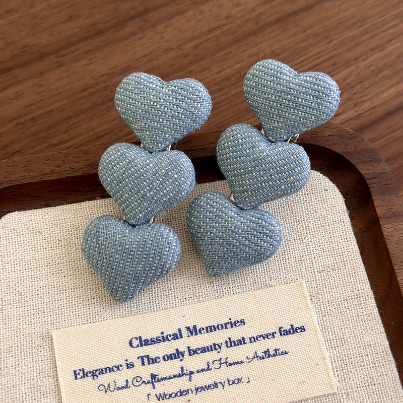 Agraf de Păr cu Inimă Denim Albastru