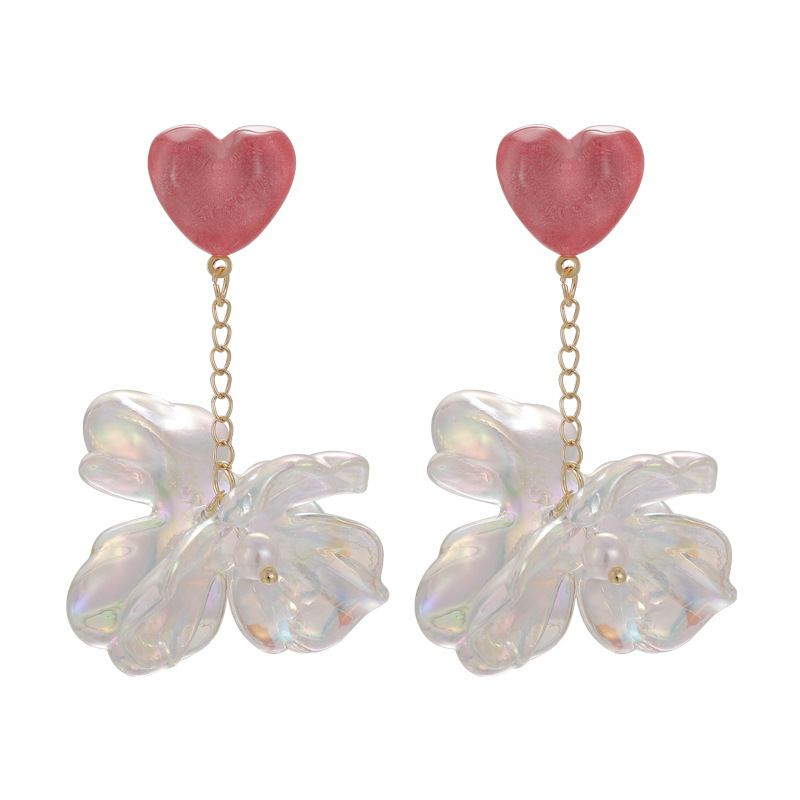 Boucles d'Oreilles Femme Sirène Cœur Fleur Iridescentes