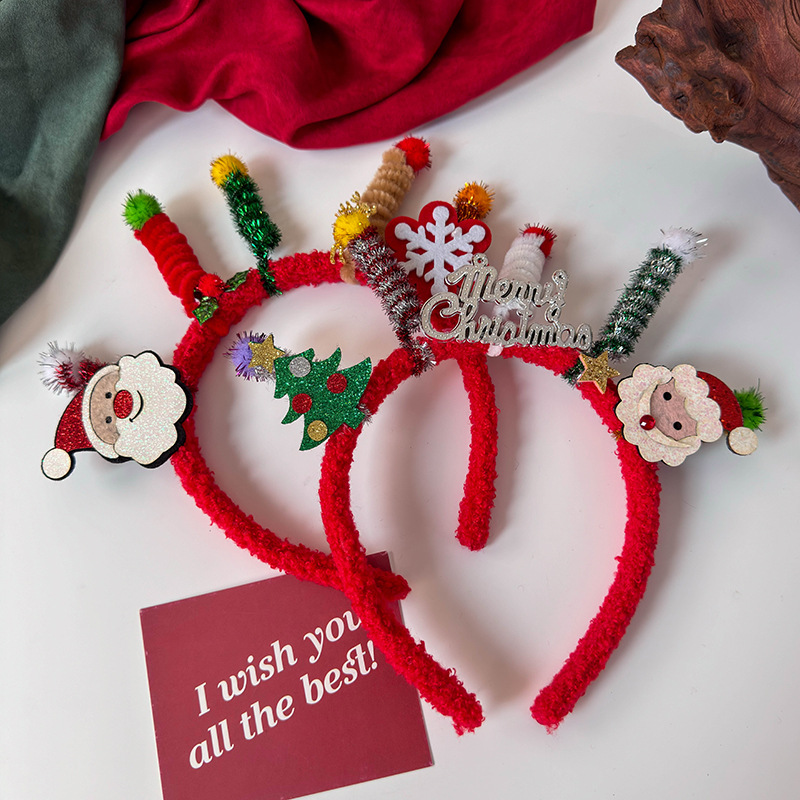 Bandă pentru Păr din Pluș de Crăciun cu Clip