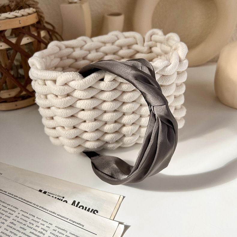 Bandă de Păr Tricotată Gri