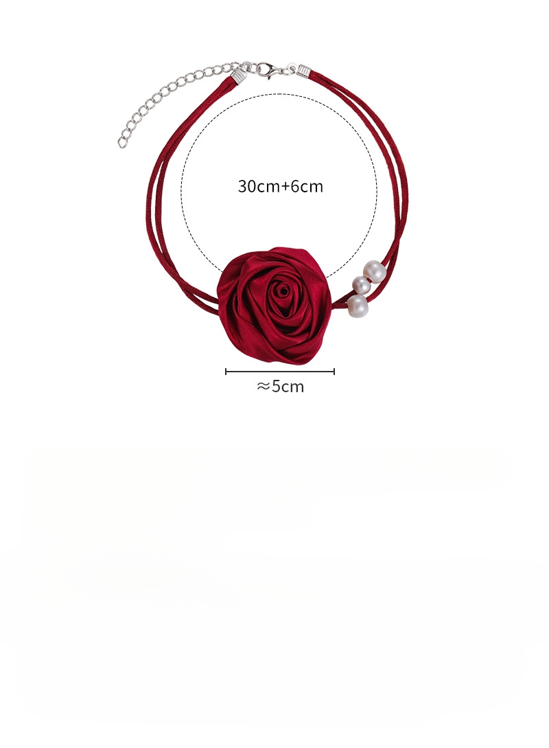 Кольє-чокер з трояндою та камелією