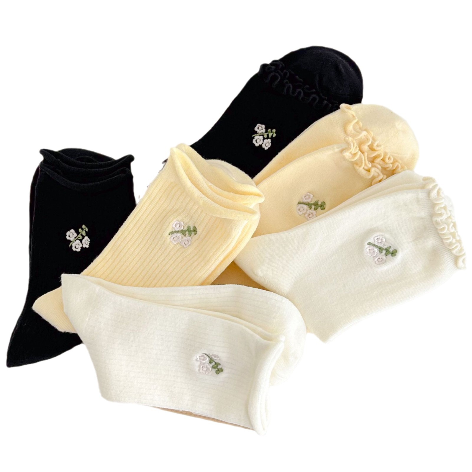 Meias Femininas Bordadas Florais