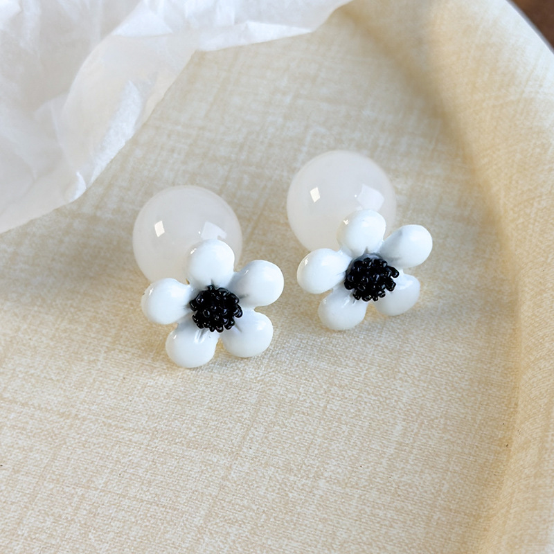 체리 블라썸 레진 플라워 펄 귀걸이