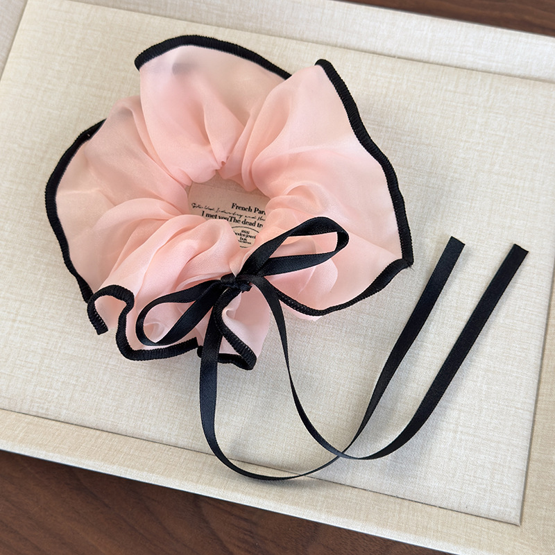 Gumki do Włosów Scrunchie z Siatką i Wstążką