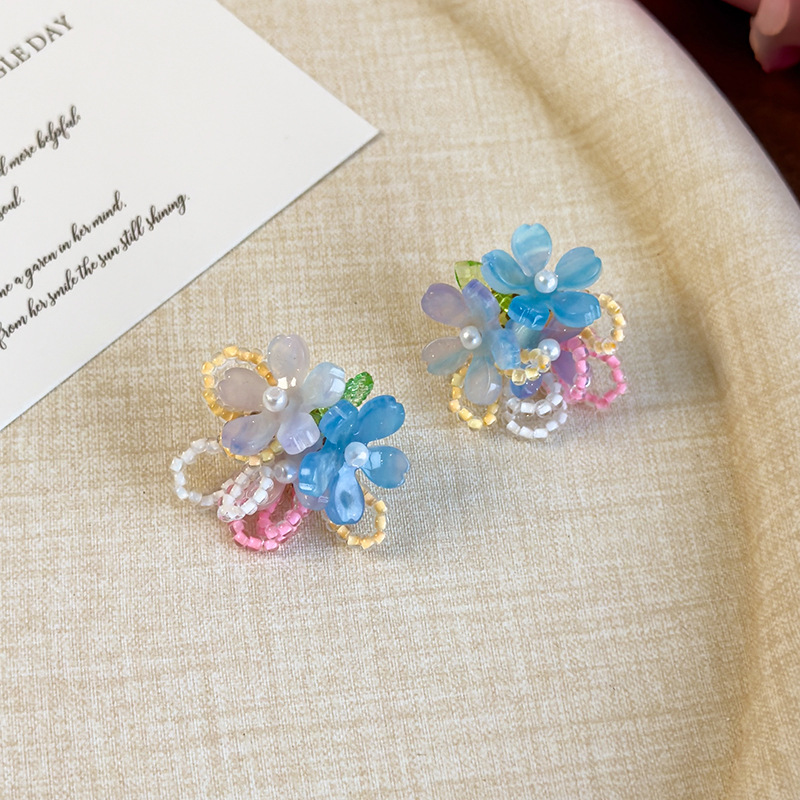 컬러풀 비즈 플라워 귀걸이