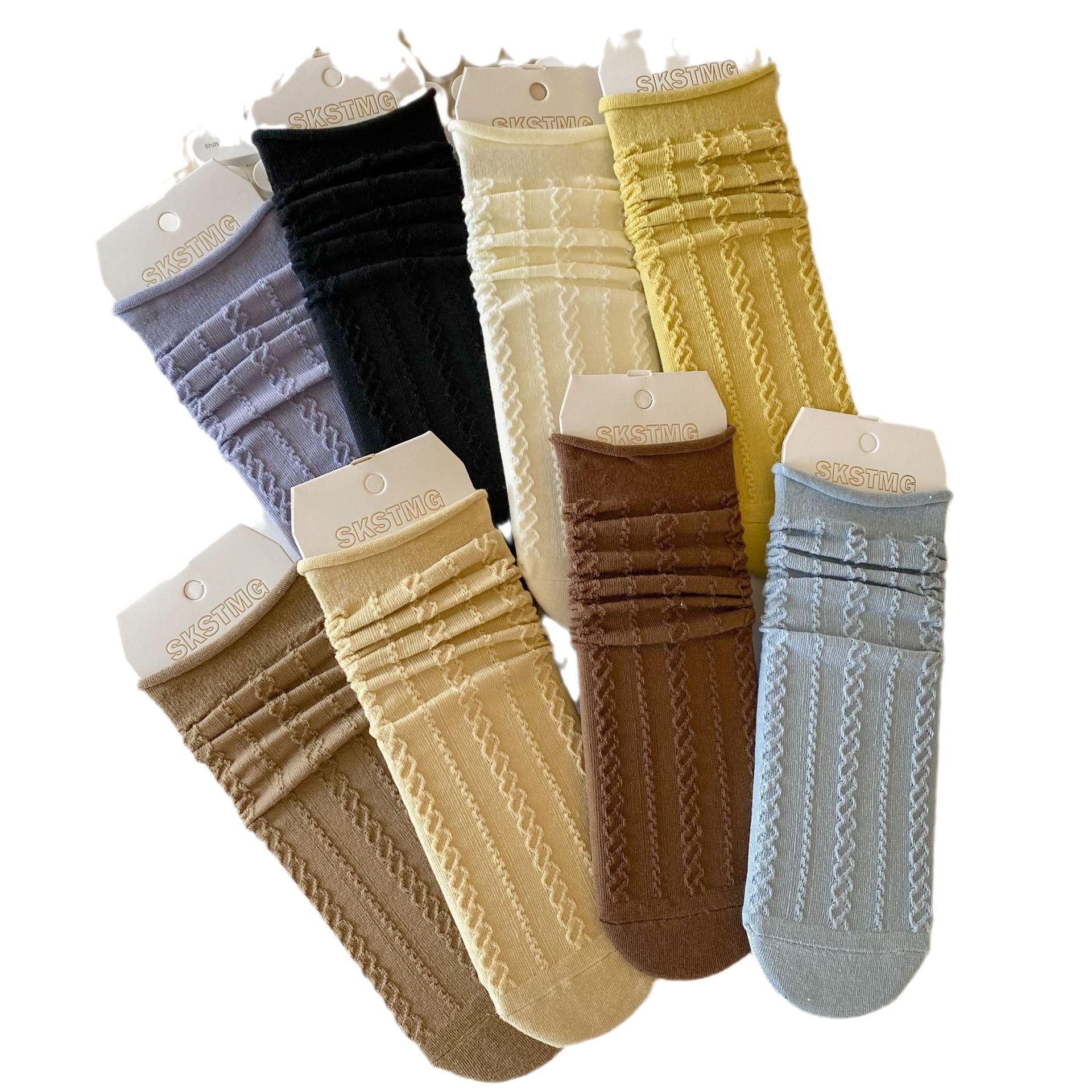 Meias de Algodão com Ponto de Tricô