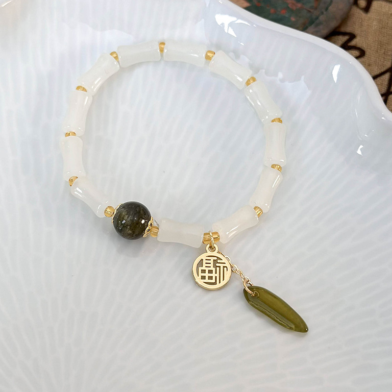 대나무 매듬 캣츠아이 비즈 팔찌