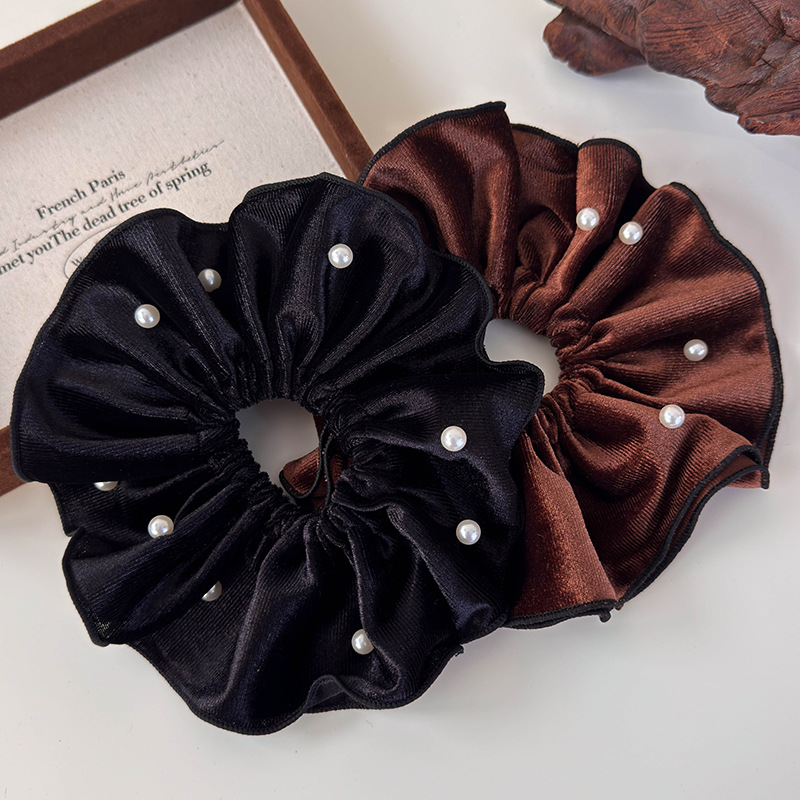 Vintage Sammets Hårsnodd Med Pärlor Stor Storlek