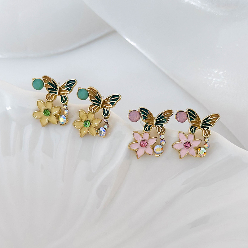 Orecchini Farfalla Fiore Smaltato Vintage