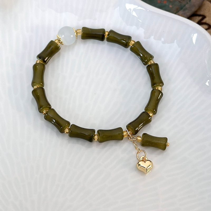 대나무 매듬 캣츠아이 비즈 팔찌