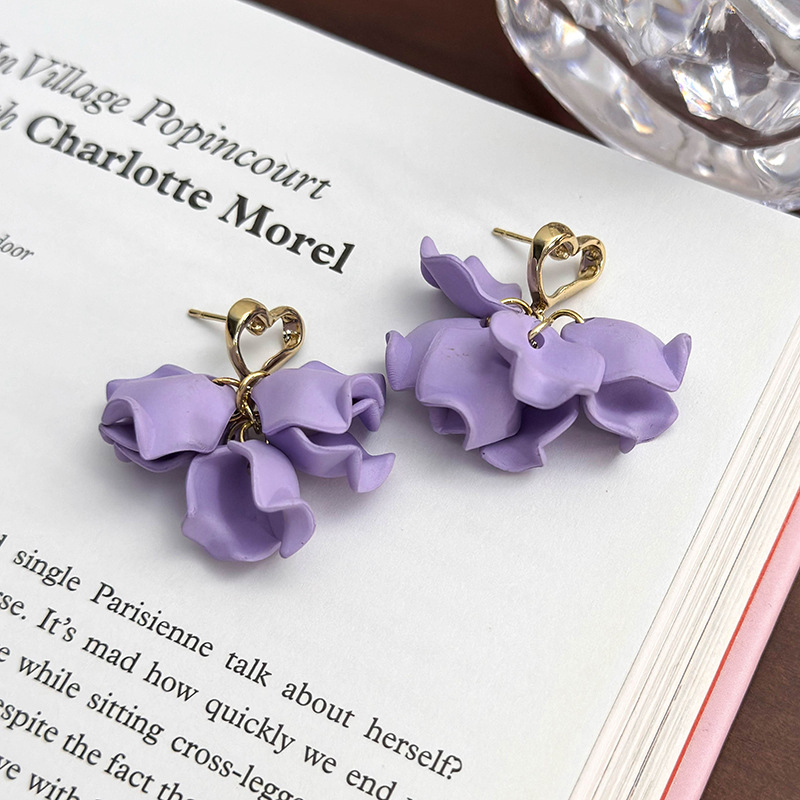 기하학 플라워 하트 귀걸이