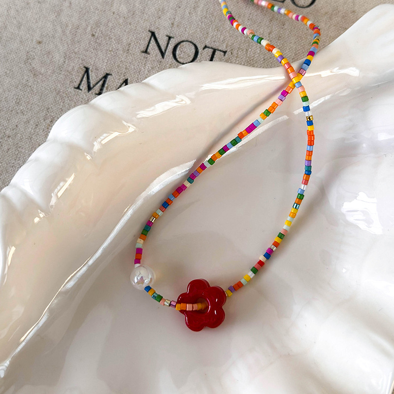 Colar Gargantilha Flores com Miçangas