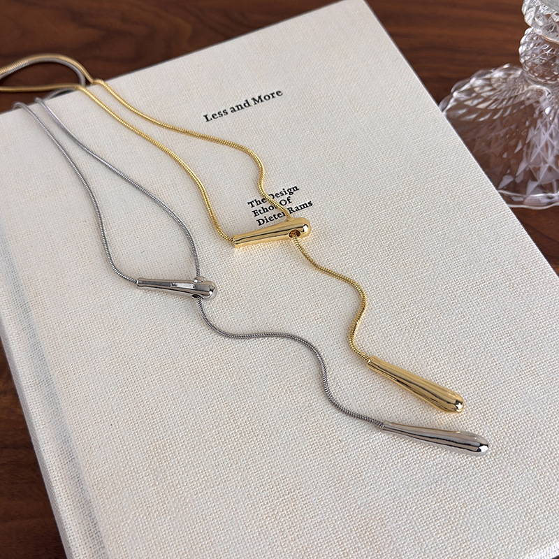 Мінімалістичний Намисто Зміїний Ланцюг з Підвіскою Краплею