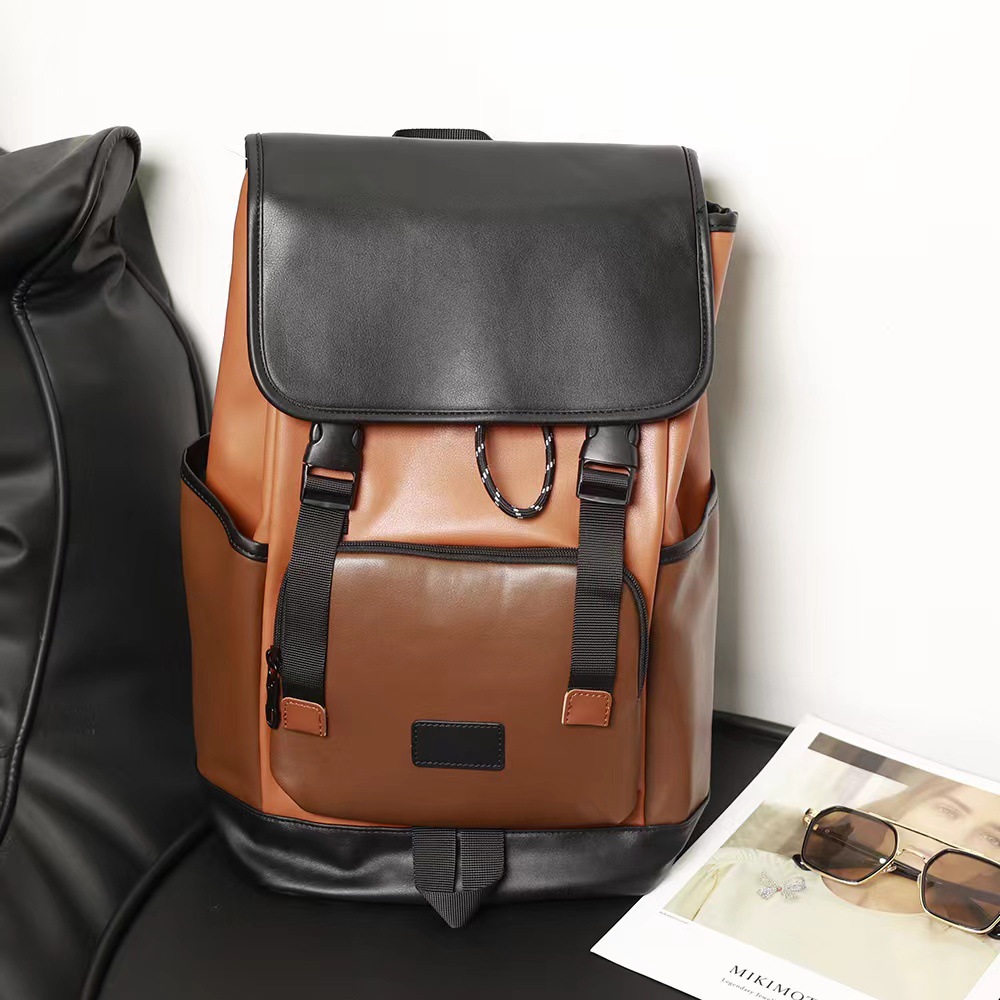 컬러 블록 대용량 노트북 백팩