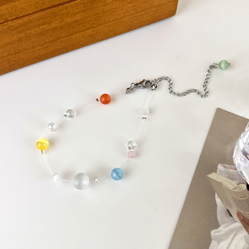 Bracciale con Pietra Occhio di Gatto e Perline