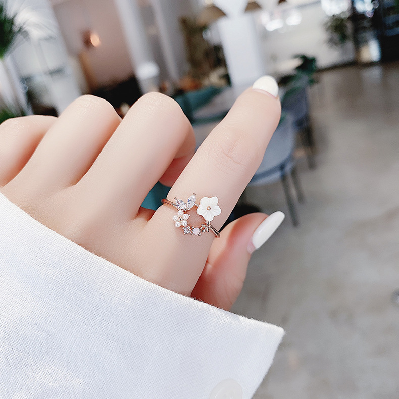 Floral Heart Open Ring