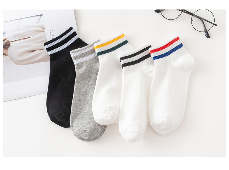 여성용 투 스트라이프 발목 양말