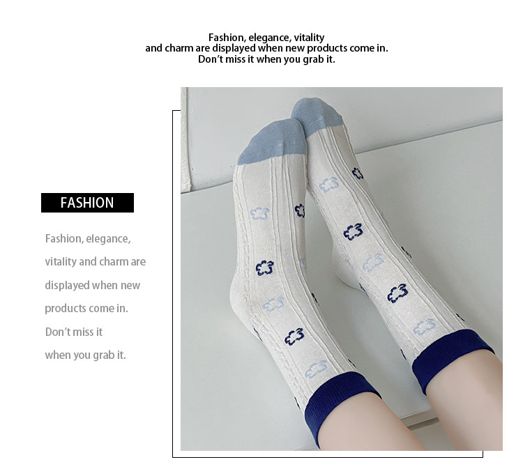 Meias Meia-Altura de Algodão com Letras