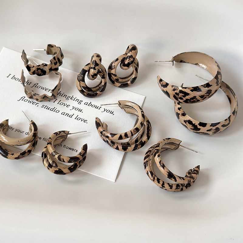 Cercei Dublu cu Print de Leopard