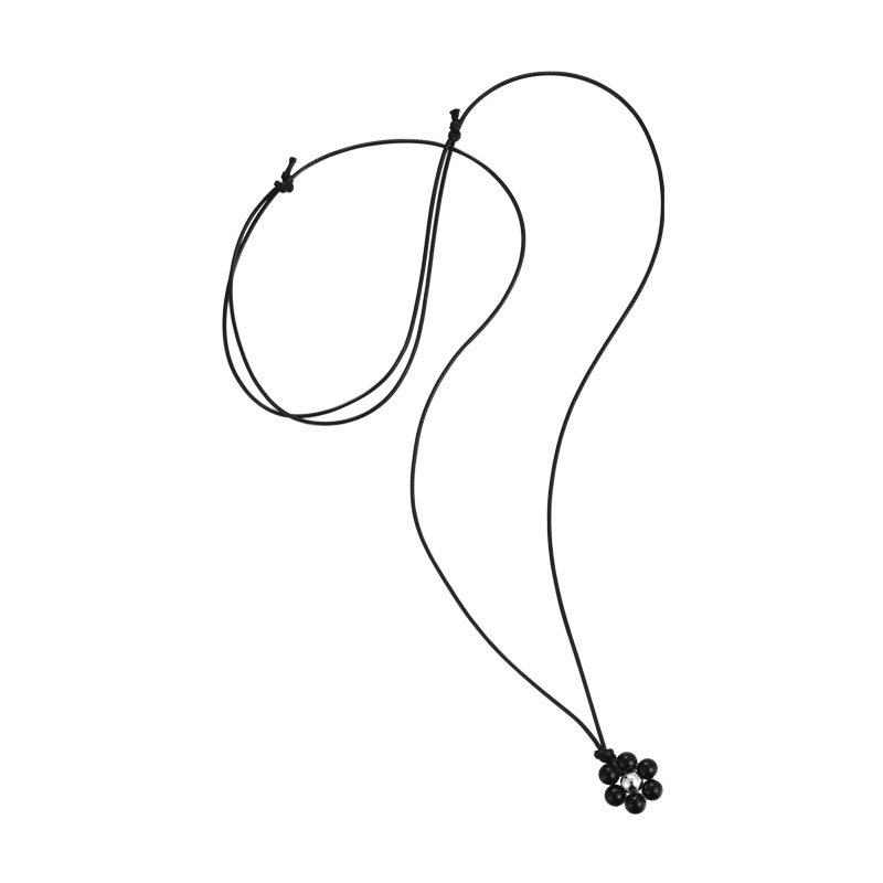 Beaded Flower Pendant Necklace and Hair Clip