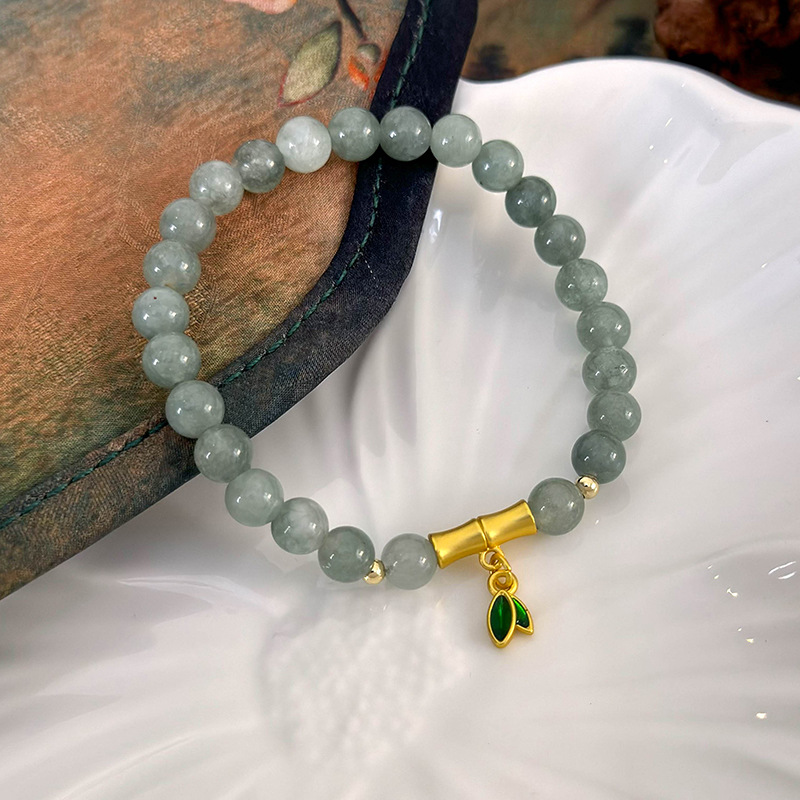 천연 비취 대나무 매듭 나비 비즈 팔찌