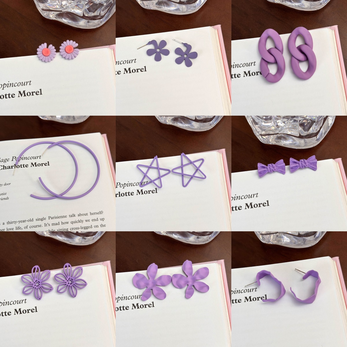 기하학 플라워 하트 귀걸이