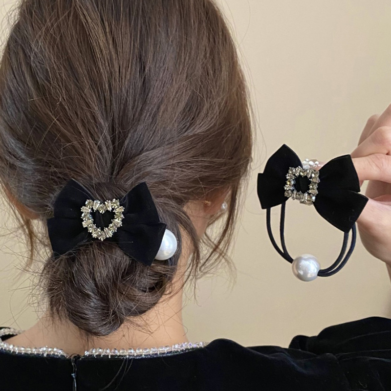 Cinta para Cabello con Lazo Retro de Terciopelo Negro