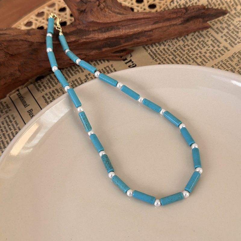 Геометричне намисто-чокер з перлами