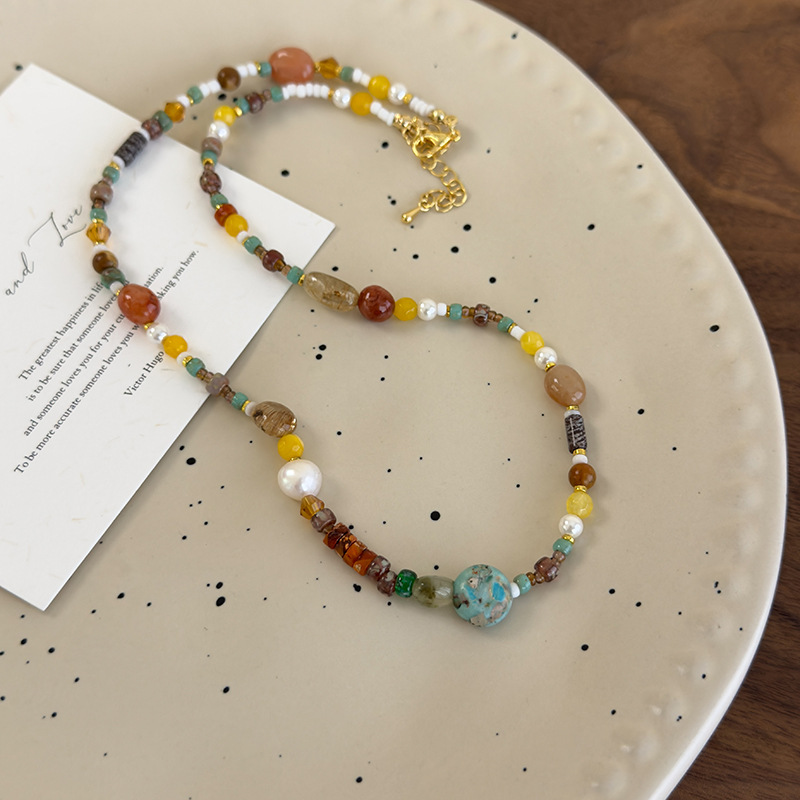 Natural Stone Pearl Bead Necklace