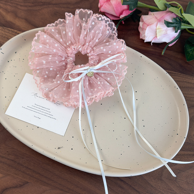 Scrunchy Πριγκίπισσας με Δαντέλα και Φιόγκκο Polka Dot