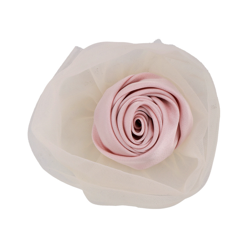 새틴 로즈 헤어 클립과 헤어 타이 세트