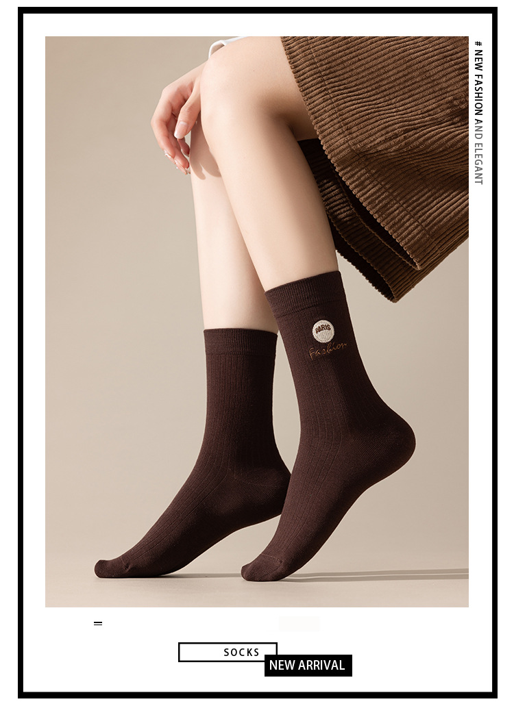 Meias Mid-Calf Bordadas Paris