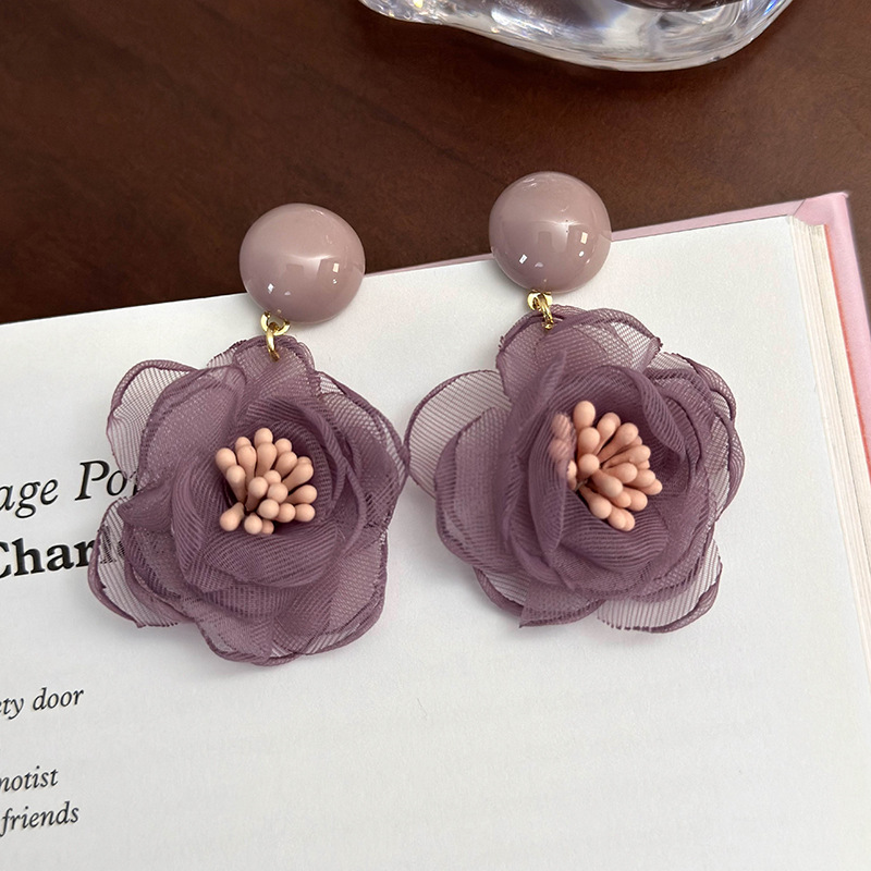 기하학 플라워 하트 귀걸이