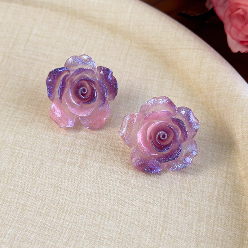 그라데이션 카멜리아 플라워 귀걸이