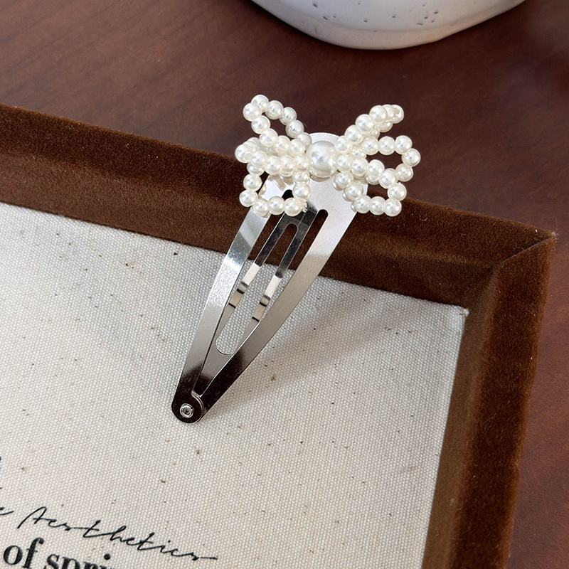 Barrette avec Nœud et Perle Imitation