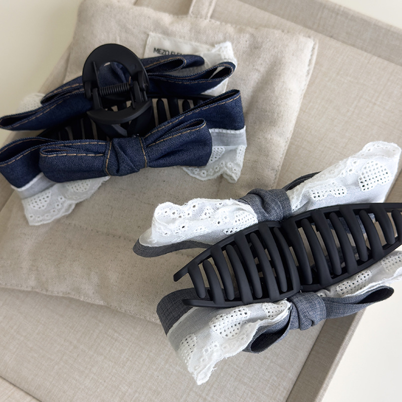 Agrafă de Păr cu Aplică Denim Franceză