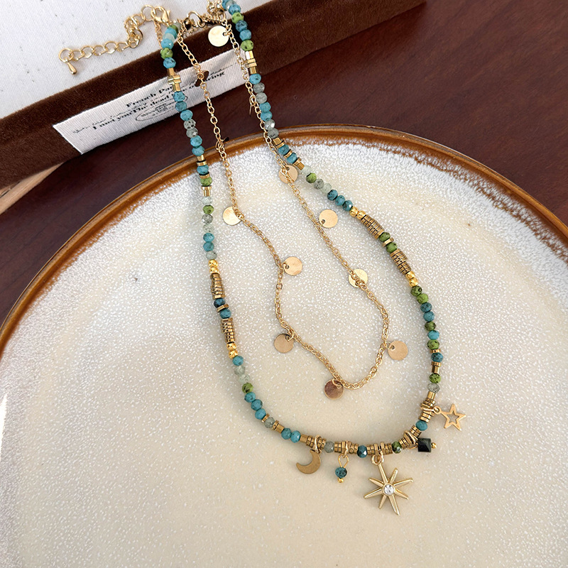 สร้อยคอโบฮีเมียนดอกทานตะวันเรขาคณิต