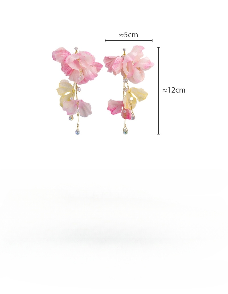 블루 플라워 크리스탈 태슬 귀걸이