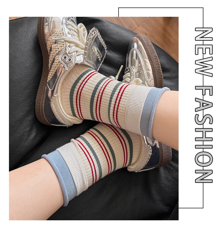 Dámské Žebrované Pruhované Podkolenky Slouch