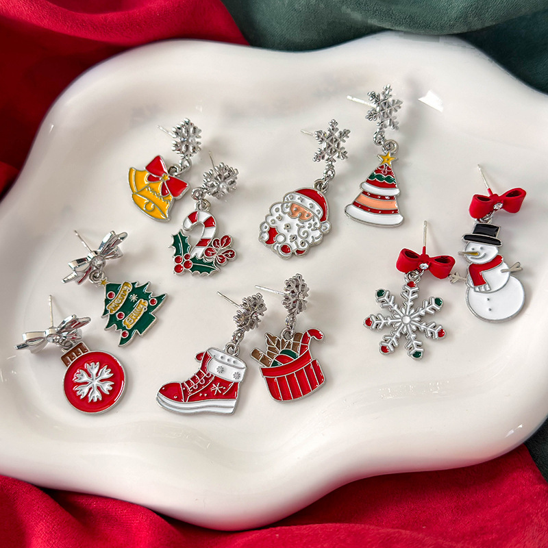 ต่างหูคริสต์มาสเงินเคลือบ