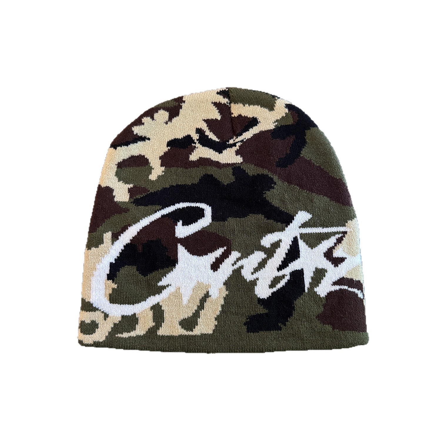 Gorro de Malha Camuflagem Retro com Letras