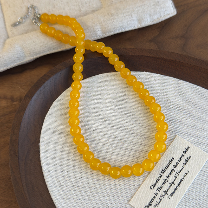 Жовте Склоподібне Намисто Вінтаж