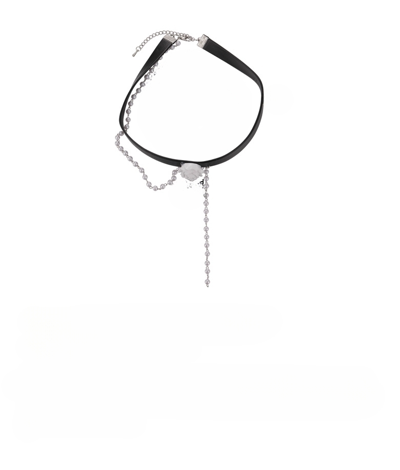블랙 로즈 펄 초커 네크리스