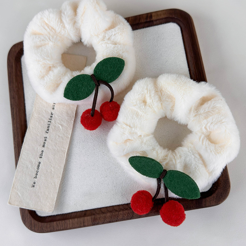 Plush Cherry Scrunchies