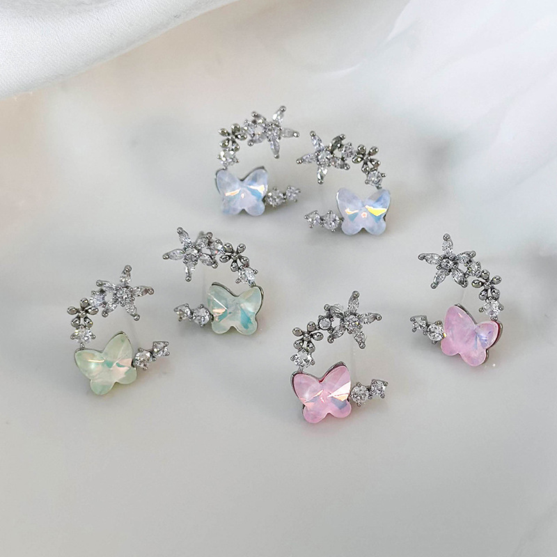 Boucles d'Oreille Papillon Florales