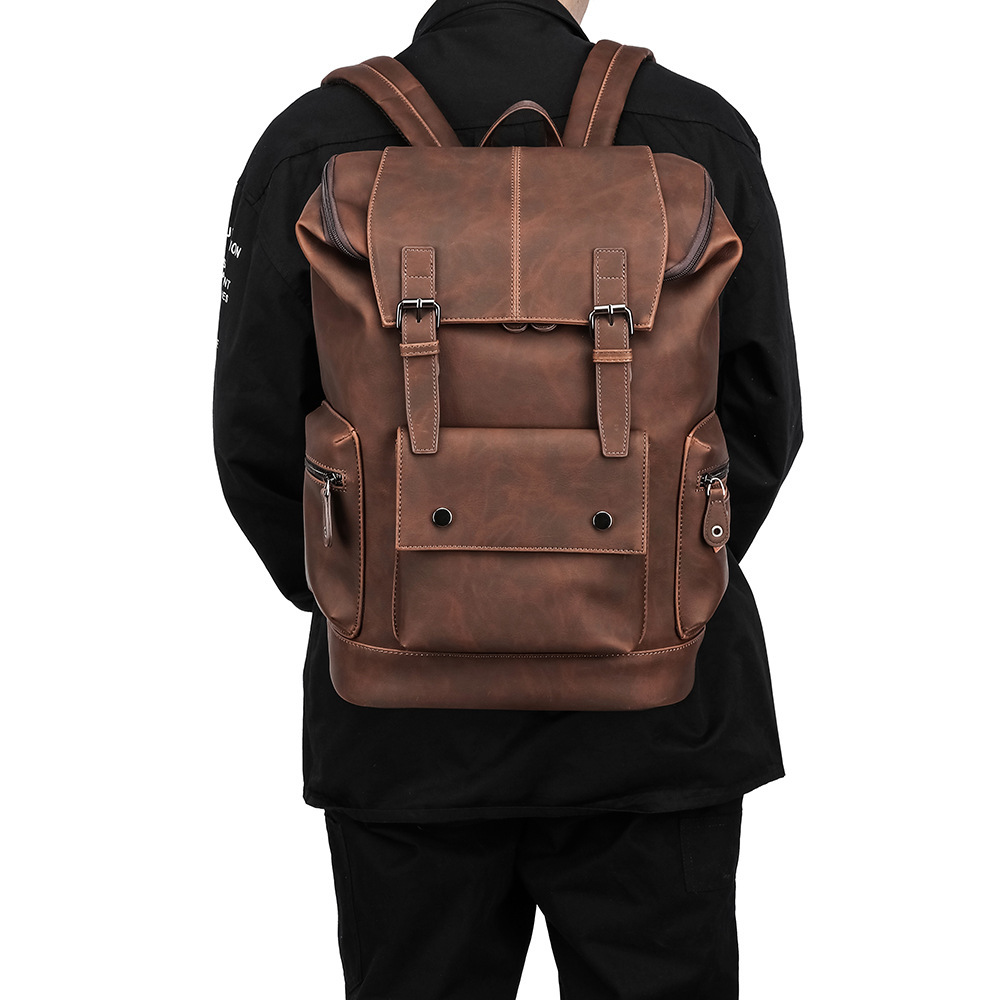 남성 비닐 PU 가죽 노트북 백팩